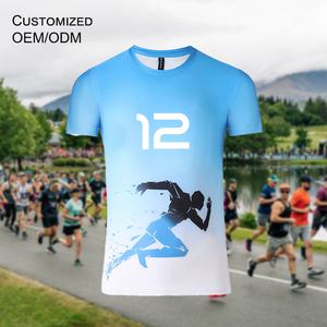Custom Full Sublimation Print Running Shirts OEM Service Marathon Team Event Promotion Quick Dry Tshirt Mesh Sport T-shirt