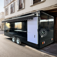 Remorque de restauration rapide commerciale HTL PST-FN30 5m avec gril à plateau plat, table vapeur, brûleur, cuisinière, friteuse, four - Tôle galvanisée