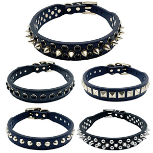 Accesorios para mascotas OEM logotipo personalizado correa ajustable para el cuello remache de Metal Stud Charm impermeable Pu Semi cuero <span class=keywords><strong>Collar</strong></span> de perro rojo y negro - Product Image 2