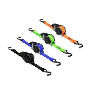 Factory 2PK 25mm 10ft 1500Lbs Correa de amarre de trinquete retráctil automático con ganchos en S 100% Poliéster autorretráctil - Product Image 6