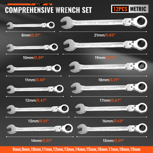 OEM Auto Repair 12-Piece DIY Metric Combine <b>Spanner</b> <b>Set</b> Flexible Head Double End CRV <b>Spanner</b> Tool <b>Set</b> - Product Image 2