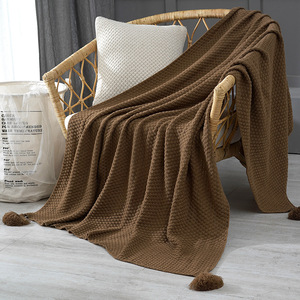 Logo personalizzato Super morbido di buona qualità a quadretti in acrilico a scacchi coperte con nappe a sfera - Product Image 5