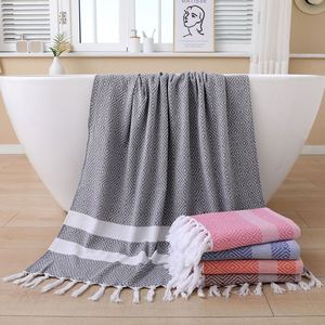 Serviettes Jacquard sur mesure extra larges en gros, serviettes de plage turques en coton premium pour adultes - Product Image 3