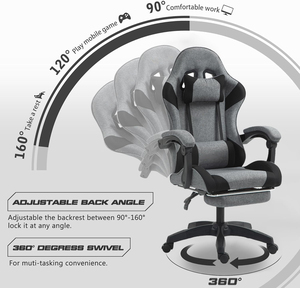 Silla Gamer Económica Giratoria de <span class=keywords><strong>Tela</strong></span> de Lino Resistente para el Hogar, Silla de Oficina Reclinable con Respaldo Alto y Altura Ajustable - Product Image 3