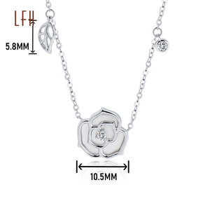 Venta al por mayor joyería fina oro blanco forma de flor 18K oro <span class=keywords><strong>real</strong></span> joyería collar CZ 18K oro blanco ajustable Rosa flor collar - Product Image 6