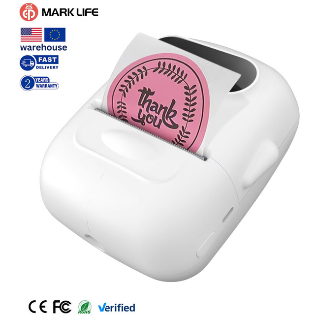 W-Marklife Mini Thermal Label Printer 203dpi USB Interface 58mm Paper ROHS Certified IOS Compatible Portable for Small Business
