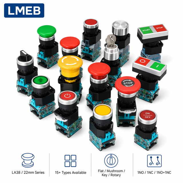LA38-11Z Emergency Stop Button Switch Self-Locking Elevator Safety Micro Motion Control 10A Max Current 24V Max 1NO 2NO Metal