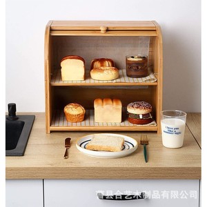 Caja de Pan de Bambú para Cocina, Almacenamiento Doméstico con Compartimentos, Contenedor de Alimentos de Escritorio - Product Image 2