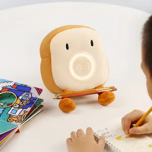 Niedliche Cartoon Toast Soft Plüsch Schlaf Trainer Nachtlicht LED Digital Tisch Wecker Kinder Bady Kinder Geschenk