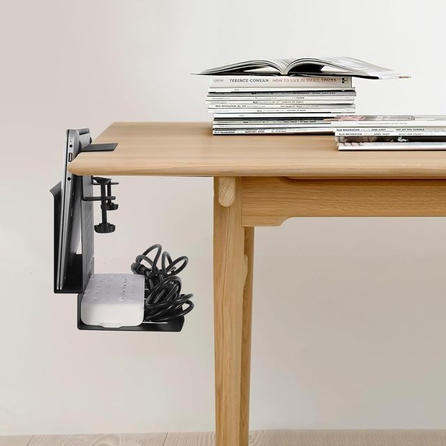 2 in 1 Under Desk Side Laptop Tray Clamp Mount Cable Management Storage for Office Home