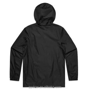 Best Selling Custom New Design <b>Mens</b> <b>Black</b> <b>Rain</b> Windbreaker Hoodie <b>Jacket</b> Coat With Zipper - Product Image 6