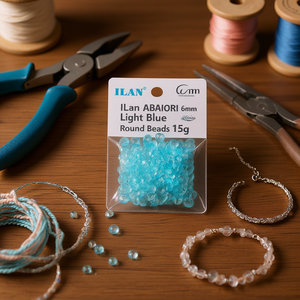 Perline Rotonde Trasparenti Blu Chiaro Ilan Abalorios 6mm 15g per Creazione di Gioielli - Product Image 5