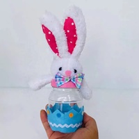 Pot à bonbons et friandises en peluche Lapin de Pâques, figurines en peluche avec boîte de collection, décoration de fête, bonbons au chocolat