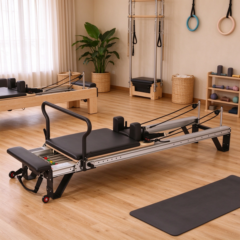 Aluminum Frame Pilates Reformer High Density PU Padding Multi Spring ...