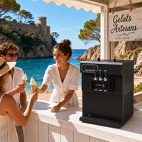 Machine à glace molle de comptoir professionnelle 3 saveurs pour glacier, café, pâtisserie