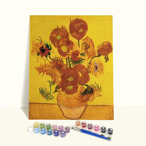 Venta caliente arte <span class=keywords><strong>de</strong></span> la pared famosa pintura al óleo <span class=keywords><strong>de</strong></span> girasol pintura DIY por número <span class=keywords><strong>Van</strong></span> <span class=keywords><strong>Gogh</strong></span> para estudiante - Product Image 1