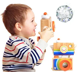 hot selling new design high quality kids funny toy camera wooden toy camera kaleidoscope