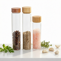 En Stock: Mini Tubos de Vidrio de 5ml, 6ml, 8ml, 10ml, 20ml, 25ml, 30ml, 45ml, 50ml, Frascos de Vidrio Transparente con Tapa de Rosca de Bambú