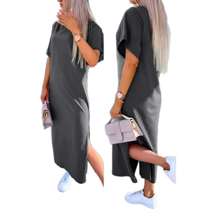Nouvelle <span class=keywords><strong>Robe</strong></span> Longue Décontractée Personnalisable – T-<span class=keywords><strong>shirt</strong></span> Longue Fendue Sexy pour l'Été – Tenue Confortable et Élégante - Product Image 5