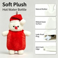 Bouteille d'eau chaude en peluche bonhomme de neige pour l'hiver, avec housse, pour réchauffer les mains, remplissable, mignonne, coffret cadeau de Noël