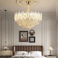 Grand luminaire suspendu rond d'intérieur de luxe pour salon Lampe suspendue à LED noire dorée Décoration intérieure Lustre en cristal nordique moderne K9