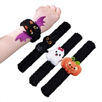 Nouveauté transfrontalière 2026 : Bracelets décoratifs en tissu à motif de dessin animé d'Halloween (Citrouille et Fantôme), à claquer et à tapoter, petit cadeau