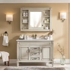 Custom Design Space Saving 48 Single Bathroom Floor Standing Vanity Units With Basin