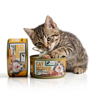 Nourriture humide sans céréales pour chats 170G Poulet déchiqueté Thon Viande fraîche en soupe Fournisseur OEM Alimentation en conserve pour chats - Product Image 1