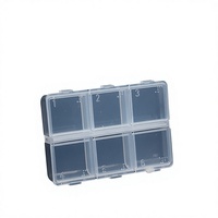 Boîte de rangement pour ongles à 6 compartiments, en gros, pour poudres de manucure, perles, pierres précieuses, strass, bijoux d'ongles, boîte vide pour DIY ongles