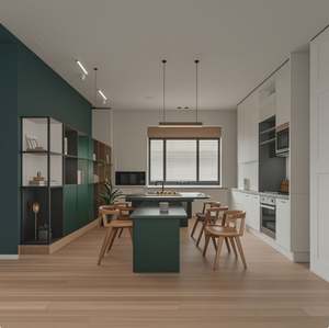 Cucina Armoire de cuisine complète avec porte intelligente, îlot de cuisine modulaire, plan de travail en marbre artificiel, panier de rangement, design moderne - Product Image 4