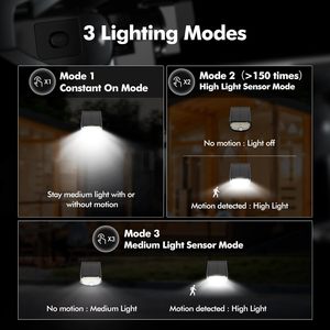 Projecteurs solaires à détecteur de mouvement super lumineux, étanches, 3 modes - Éclairage paysager, lampe <span class=keywords><strong>solaire</strong></span> extérieure <span class=keywords><strong>avec</strong></span> piquet de fixation au sol - Product Image 3