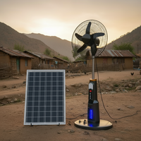 Ventilateur sur pied portable de 18 pouces, rechargeable à l'énergie solaire, anti-moustiques, AC/DC, 6 vitesses, autonomie de 6 heures, avec panneau solaire de 25 W et 5 pales