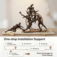 Sculpture de figures sportives en bronze coulé, statue d'athlètes multi-personnes faite à la main, 5 mm, 3D, décoration extérieure pour stade, école, parc, place publique