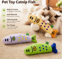Mainan Ikan Linen Catnip dengan Kertas Berkerut & Suara Berderit, Mainan Kunyah Kucing untuk Menghilangkan Stres, Permainan Kucing di Dalam Rumah