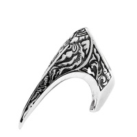 Yunnique Bague à griffes gothiques en acier inoxydable 316L, unisexe, finition argent antique, motif filigrane sculpté, style rebelle, motard, punk, hip-hop