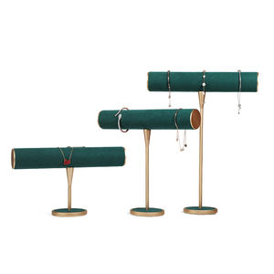 สร้อยคอไม้ฐานโต๊ะเคาน์เตอร์บนโต๊ะสร้อยข้อมือสีม่วงหมุนยืนแสดงเครื่องประดับสีชมพูสำหรับร้านขายเครื่องประดับ - Product Image 5