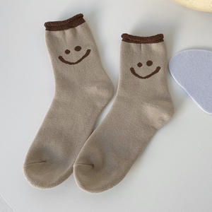<span class=keywords><strong>Calcetines</strong></span> cálidos de lana <span class=keywords><strong>con</strong></span> cara sonriente para otoño e invierno, algodón, coreano, Color puro, rizados - Product Image 6