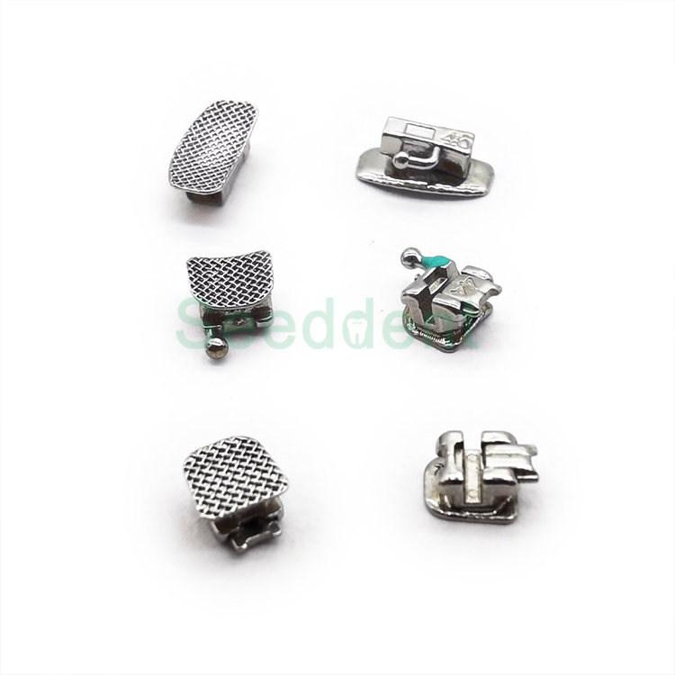Orthodontic Bondable Mesh Base Metal Self-Ligating Bracket with Buccal Tube / Dental Orthodontic Self-ligating Bracket