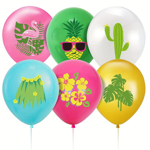 Youlun Set balon bunga kaktus <span class=keywords><strong>Flamingo</strong></span> warna-warni, Set Dekorasi Rumah Festival Hawaii untuk pesta Luau pantai 12 buah - Product Image 2