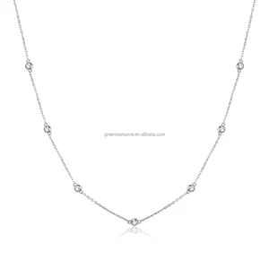 SHIERO gioielli S925 argento minimalista collana a catena clavicola in platino intarsiato CZ gemma da donna