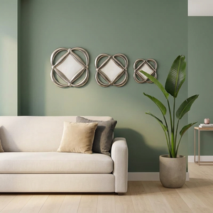 Ensemble de 3 sculptures murales géométriques modernes en métal, faites à la main, abstraites, pour la décoration du salon - Product Image 6