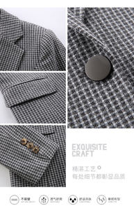 Veste Chic <span class=keywords><strong>Femme</strong></span> Anti-rides Bleu Perle Printemps Motif Carreaux Tissé Spandex/Polyester - Product Image 3