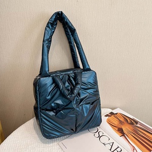 Quilted Tote <b>Bag</b> Lichee Pattern Nylon Zipper Closure Portable Daily Use Women's <b>Shoulder</b> <b>Bag</b> All Seasons Fashion - Product Image 3