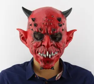 Halloween prop supplier Latex true-to-life Yucky little hell boy Devil Hornhorn Hag scary ghost mask