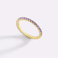 Bague d'éternité fine empilable en or jaune plaqué, sertie de pierres créées, pour femme