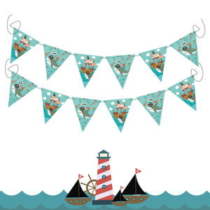 <span class=keywords><strong>Licorne</strong></span> Pirate transfrontalière pour <span class=keywords><strong>Amazon</strong></span> Drapeau Triangle en papier Bannière décorative pour les célébrations d'<span class=keywords><strong>anniversaire</strong></span> et les nouveautés de fête - Product Image 5