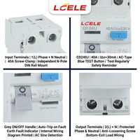 Disjoncteur différentiel RCD RCCB RCBO ELCB 2 pôles 4 pôles 25-63A LC Raspberry Pi Relais de fuite à la terre 2p 40a 30mA
