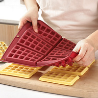 Moule à gaufres en silicone écologique résistant à la chaleur à 6 cavités, outils de pâtisserie DIY, gâteaux, biscuits, chocolat, antiadhésif, démoulage facile, manuel