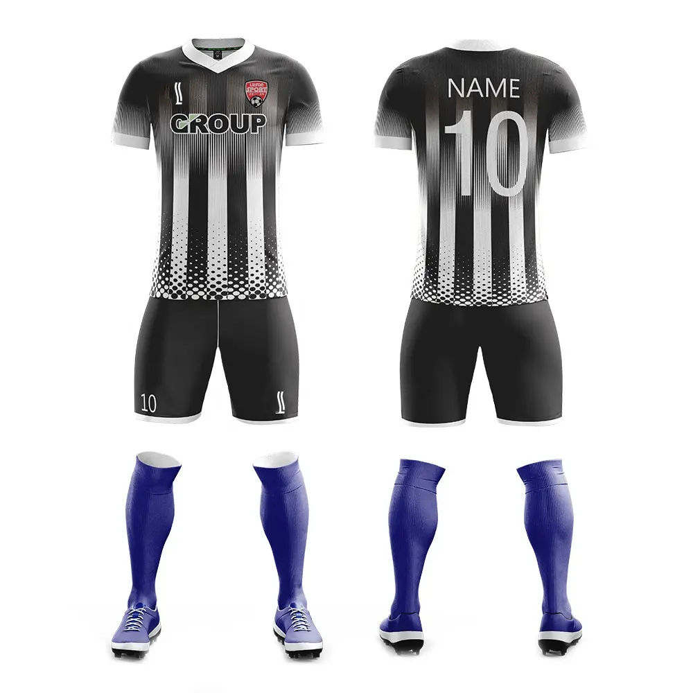 Luson Wholesale Season Soccer Jersey Football Shirts Black Stripe Thailand Quality Soccer Jersey For Men