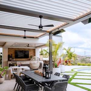 Tonnelle en alliage de bois pour ombrage bioclimatique imperméable pour l'extérieur <span class=keywords><strong>3x3</strong></span> 3x4 4x6m Pergola en aluminium revêtue de poudre pour espaces extérieurs - Product Image 1